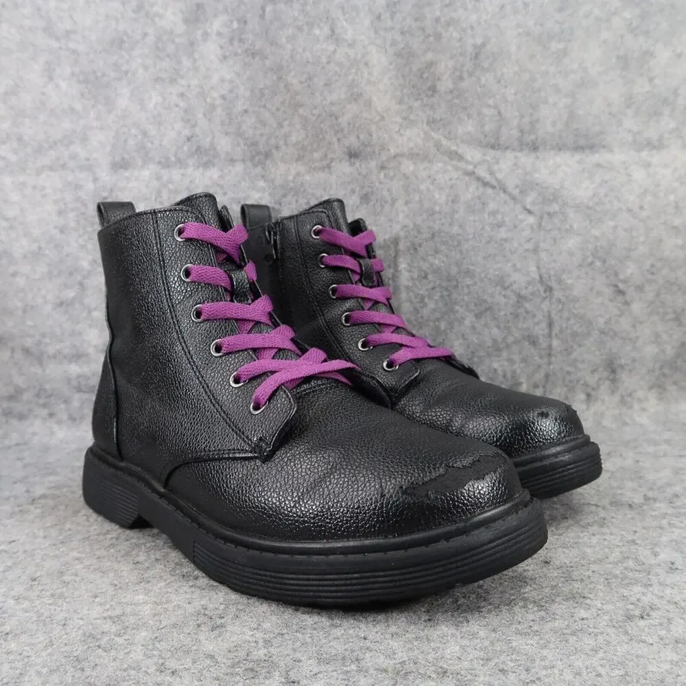 Art Class Shoes Kids 5 Boots Combat Biker Classic Lace Up Zip Black Casual Girls